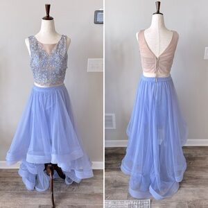 TLC Say Yes to the Prom Jeweled Sheer Top High-Low Tulle Skirt Dress - Lilac